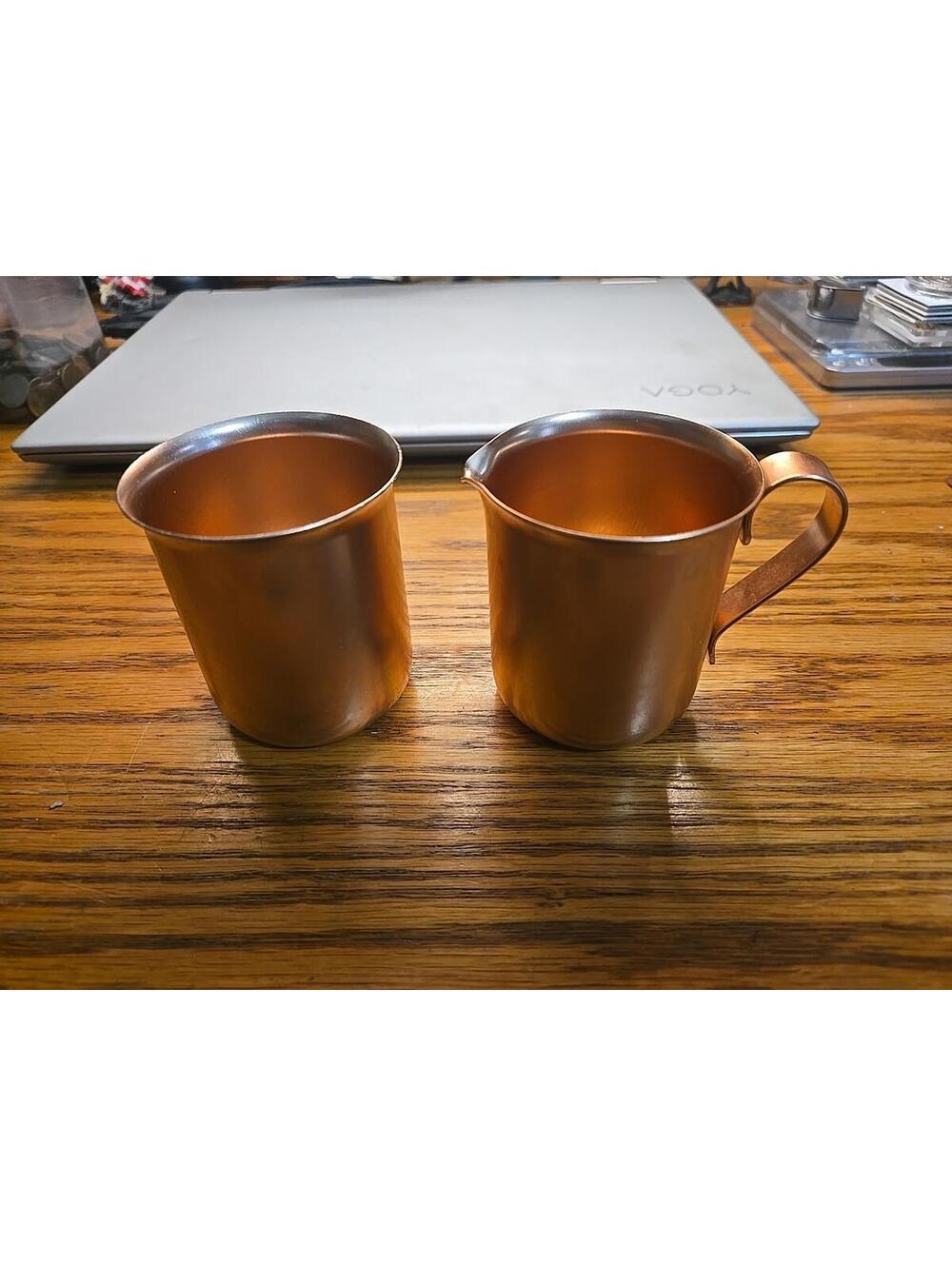 Cream & Sugar Set Aluminum/Copper ColorVintage Mid Century Color Craft Very Nice